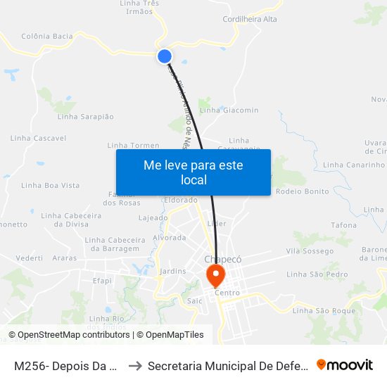 M256- Depois Da Rotula Do Trevo B/C to Secretaria Municipal De Defesa Do Cidadão E Mobilidade map