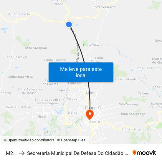 M257 to Secretaria Municipal De Defesa Do Cidadão E Mobilidade map