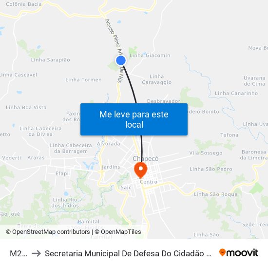 M262 to Secretaria Municipal De Defesa Do Cidadão E Mobilidade map