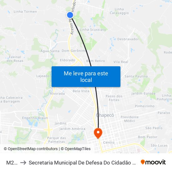 M266 to Secretaria Municipal De Defesa Do Cidadão E Mobilidade map