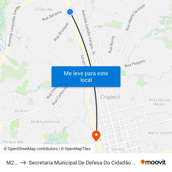 M274 to Secretaria Municipal De Defesa Do Cidadão E Mobilidade map