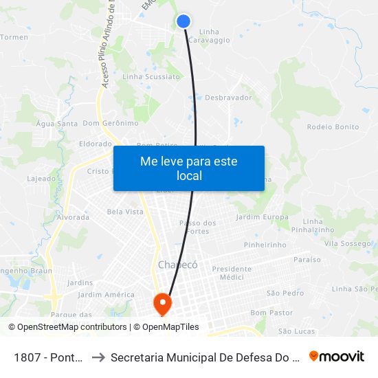 1807 - Ponto Retorno to Secretaria Municipal De Defesa Do Cidadão E Mobilidade map
