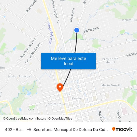 402 - Batalhão to Secretaria Municipal De Defesa Do Cidadão E Mobilidade map