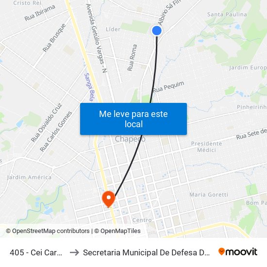 405 - Cei Carmem Peliza to Secretaria Municipal De Defesa Do Cidadão E Mobilidade map