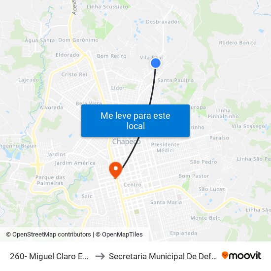 260- Miguel Claro Esq Com Albino Sá Filho to Secretaria Municipal De Defesa Do Cidadão E Mobilidade map