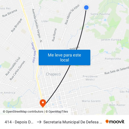 414 - Depois Da Caixa Dagua to Secretaria Municipal De Defesa Do Cidadão E Mobilidade map
