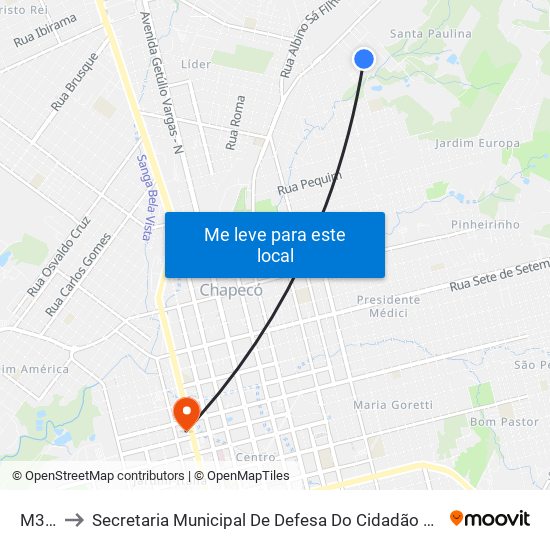 M312 to Secretaria Municipal De Defesa Do Cidadão E Mobilidade map