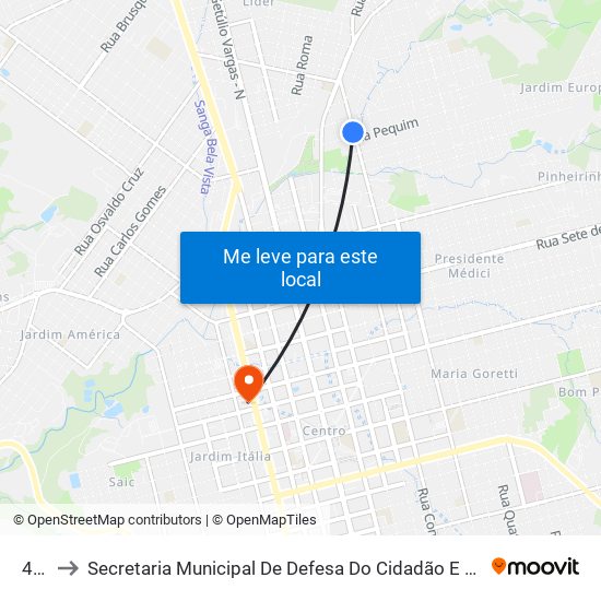 424 to Secretaria Municipal De Defesa Do Cidadão E Mobilidade map
