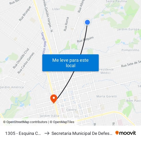 1305 - Esquina Com A Rua Sarandi to Secretaria Municipal De Defesa Do Cidadão E Mobilidade map