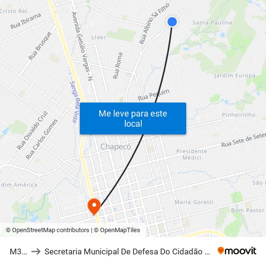 M330 to Secretaria Municipal De Defesa Do Cidadão E Mobilidade map