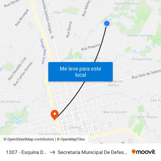 1307 - Esquina Da Rua Guarulhos to Secretaria Municipal De Defesa Do Cidadão E Mobilidade map