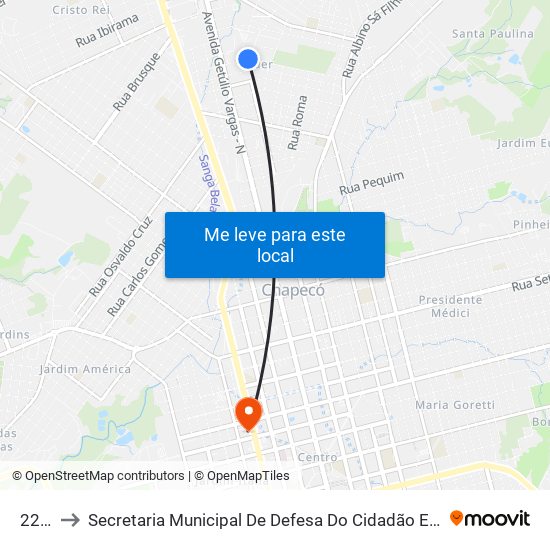 2204 to Secretaria Municipal De Defesa Do Cidadão E Mobilidade map