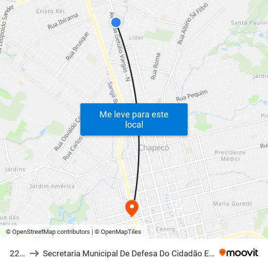 2205 to Secretaria Municipal De Defesa Do Cidadão E Mobilidade map