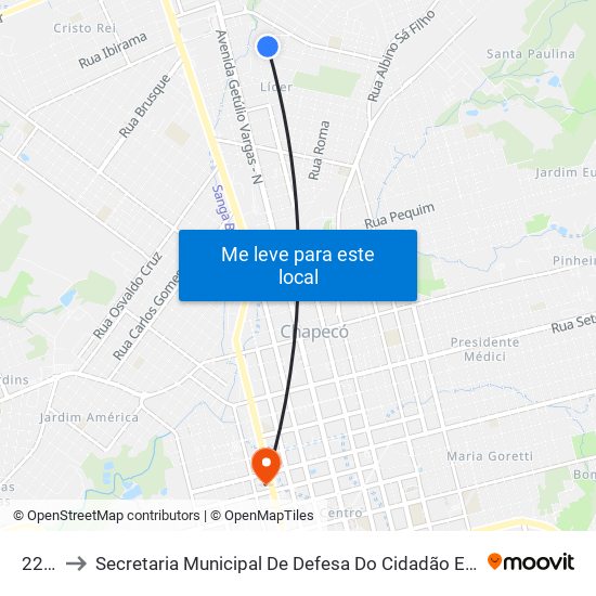 2206 to Secretaria Municipal De Defesa Do Cidadão E Mobilidade map