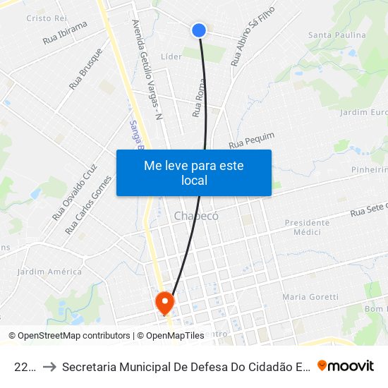 2212 to Secretaria Municipal De Defesa Do Cidadão E Mobilidade map