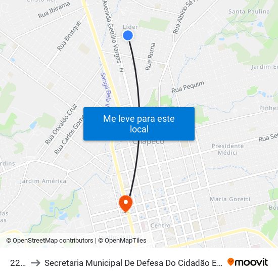 2215 to Secretaria Municipal De Defesa Do Cidadão E Mobilidade map