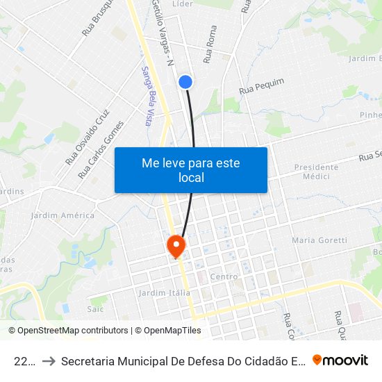 2222 to Secretaria Municipal De Defesa Do Cidadão E Mobilidade map