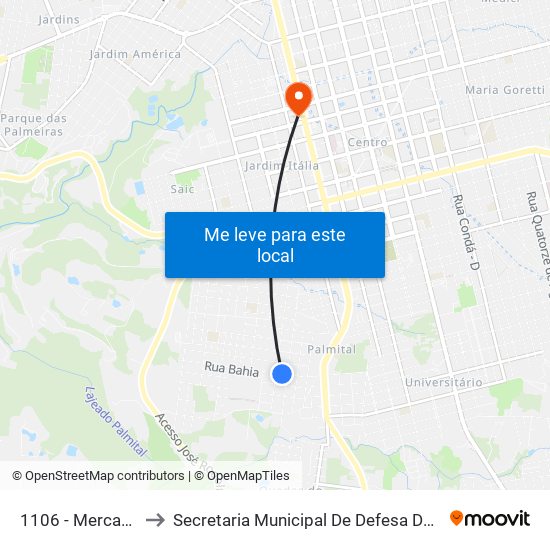 1106 - Mercado São Luis to Secretaria Municipal De Defesa Do Cidadão E Mobilidade map