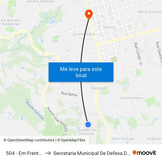 504 - Em Frente Ao Colégio to Secretaria Municipal De Defesa Do Cidadão E Mobilidade map