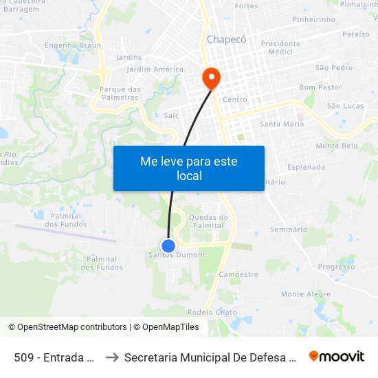 509 - Entrada Do Motel C/B to Secretaria Municipal De Defesa Do Cidadão E Mobilidade map