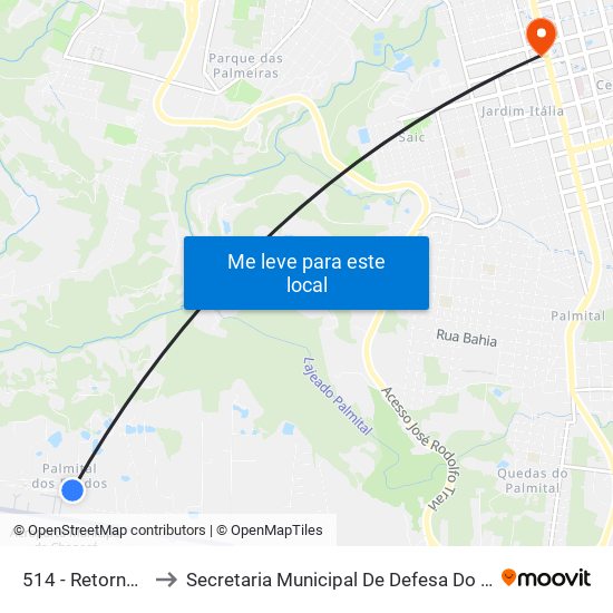 514 - Retorno Na Curva to Secretaria Municipal De Defesa Do Cidadão E Mobilidade map