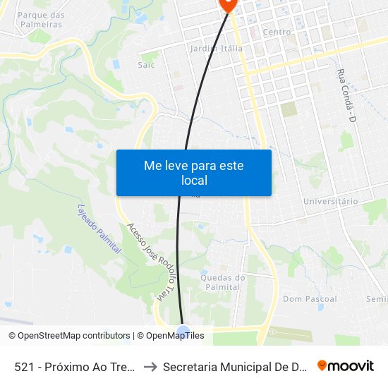 521 - Próximo Ao Trevo Do Contorno Viário B/C to Secretaria Municipal De Defesa Do Cidadão E Mobilidade map