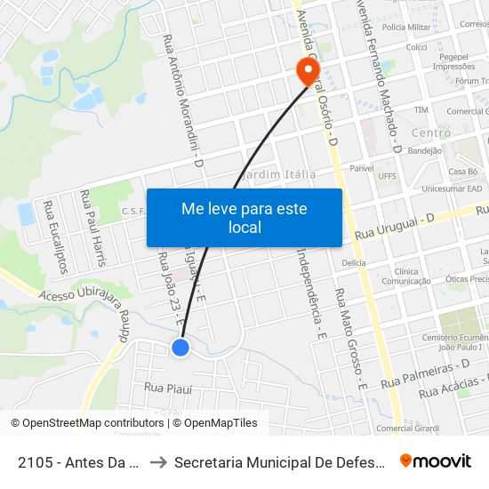2105 - Antes Da Descida Do Saic to Secretaria Municipal De Defesa Do Cidadão E Mobilidade map