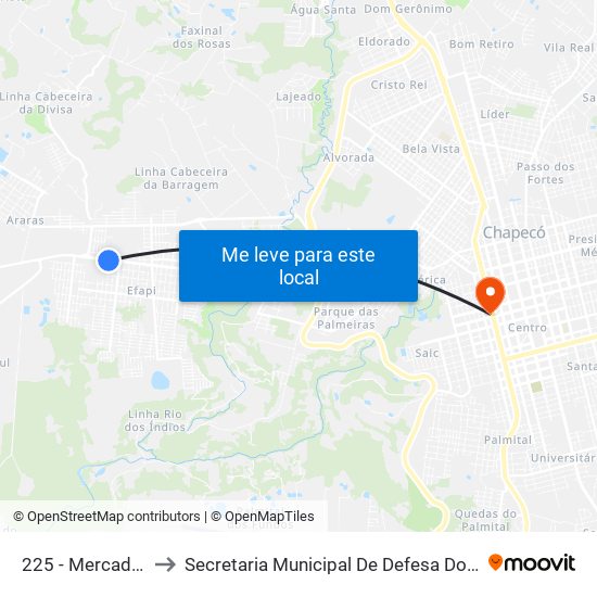 225 - Mercado Novo Sul to Secretaria Municipal De Defesa Do Cidadão E Mobilidade map