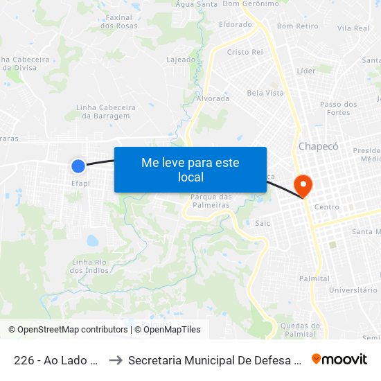 226 - Ao Lado Posto Gaúcho to Secretaria Municipal De Defesa Do Cidadão E Mobilidade map