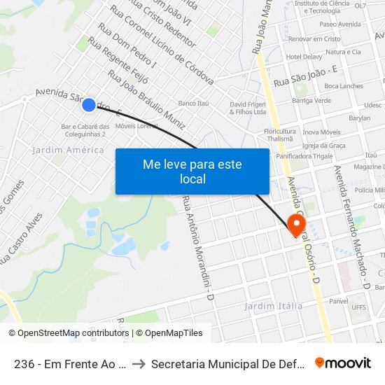 236 - Em Frente Ao Posto Via Oeste B/C to Secretaria Municipal De Defesa Do Cidadão E Mobilidade map