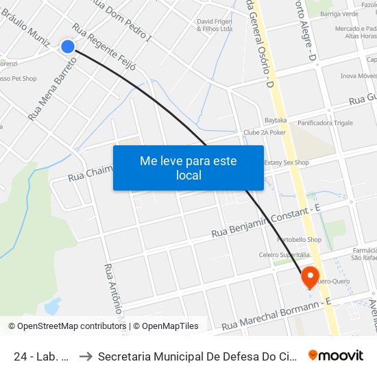 24 - Lab. Merisio to Secretaria Municipal De Defesa Do Cidadão E Mobilidade map