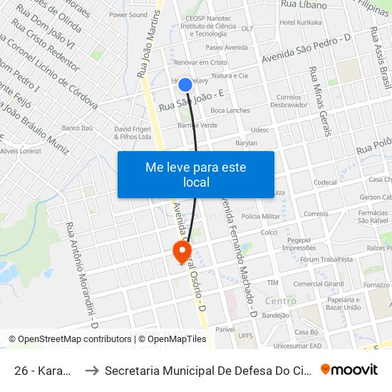 26 - Karamba B/C to Secretaria Municipal De Defesa Do Cidadão E Mobilidade map