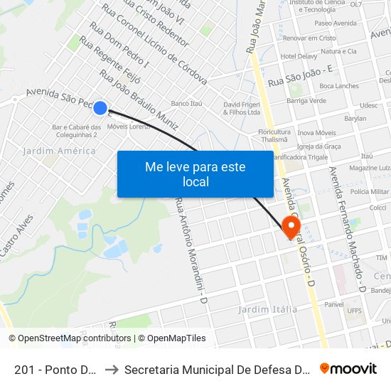 201 - Ponto Do Polpiolski to Secretaria Municipal De Defesa Do Cidadão E Mobilidade map
