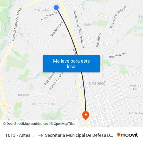 1613 - Antes Da Perfiaço to Secretaria Municipal De Defesa Do Cidadão E Mobilidade map