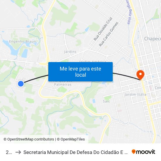 264 to Secretaria Municipal De Defesa Do Cidadão E Mobilidade map