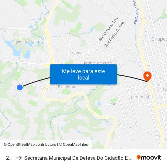 265 to Secretaria Municipal De Defesa Do Cidadão E Mobilidade map