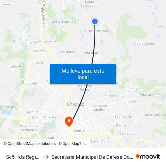 Sc5- Ida Regina Matiello to Secretaria Municipal De Defesa Do Cidadão E Mobilidade map