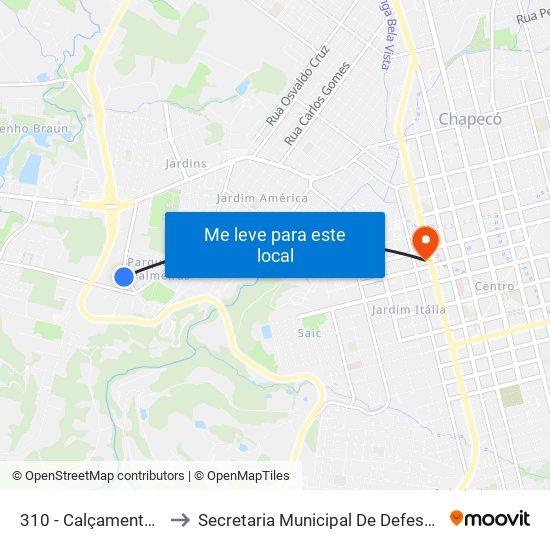 310 - Calçamento P/ Vitório Rosa to Secretaria Municipal De Defesa Do Cidadão E Mobilidade map