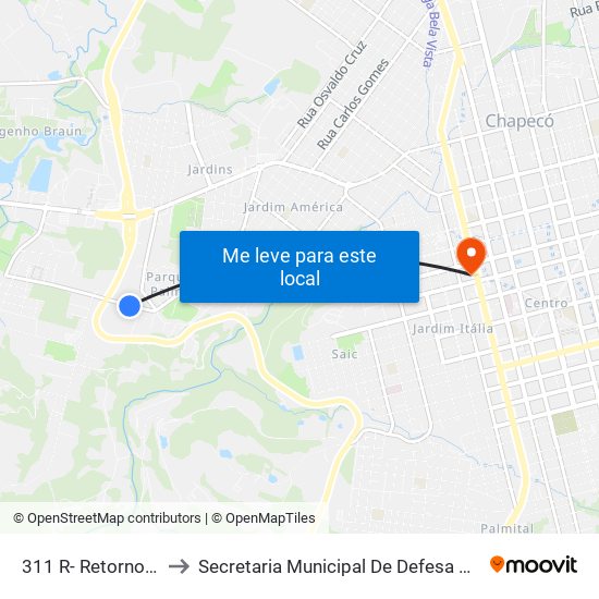 311 R- Retorno Vitório Rosa to Secretaria Municipal De Defesa Do Cidadão E Mobilidade map