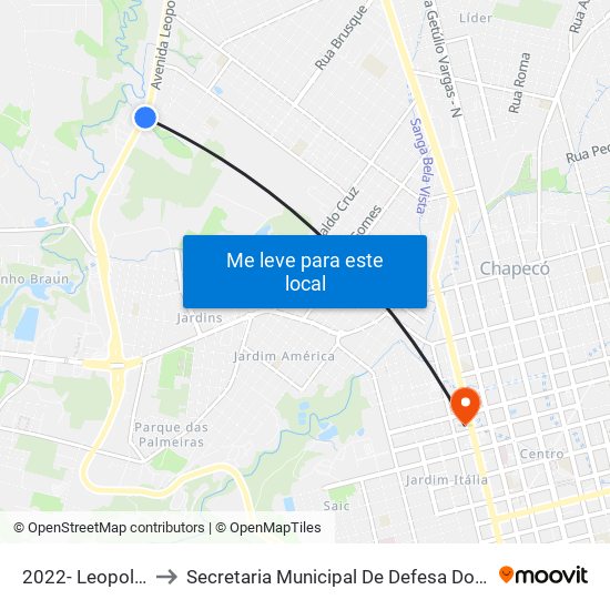 2022- Leopoldo Sander to Secretaria Municipal De Defesa Do Cidadão E Mobilidade map