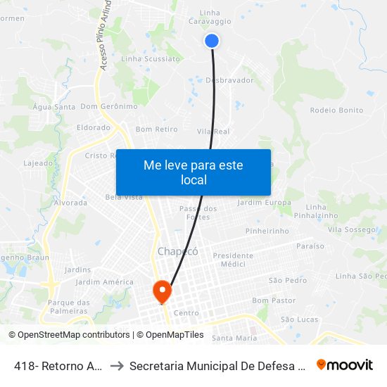 418- Retorno Albino Sá Filho to Secretaria Municipal De Defesa Do Cidadão E Mobilidade map