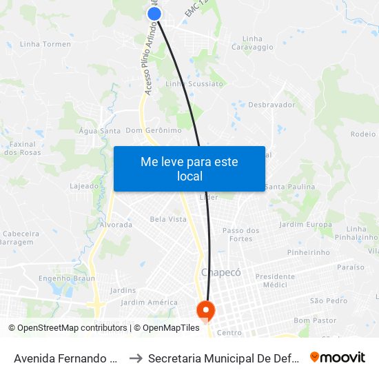 Avenida Fernando Machado, 4130-4266 to Secretaria Municipal De Defesa Do Cidadão E Mobilidade map