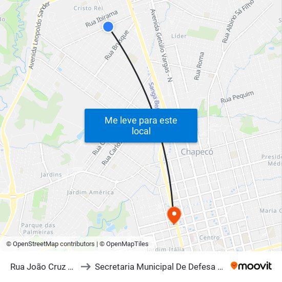 Rua João Cruz E Souza, 466e to Secretaria Municipal De Defesa Do Cidadão E Mobilidade map
