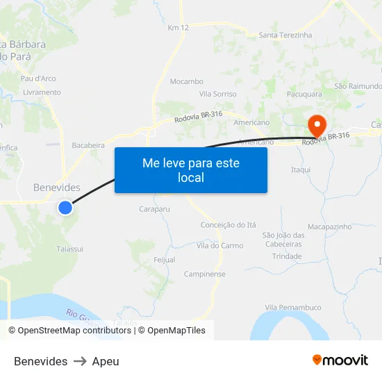 Benevides to Apeu map