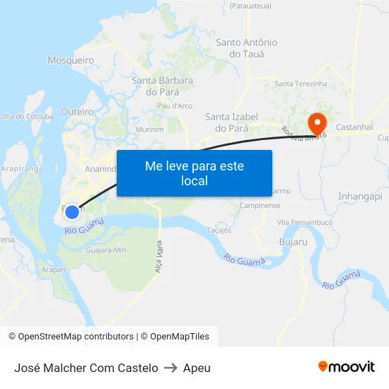 José Malcher Com Castelo to Apeu map