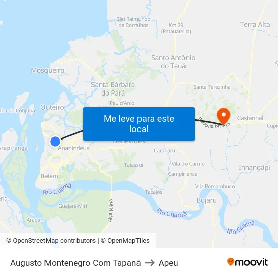 Augusto Montenegro Com Tapanã to Apeu map