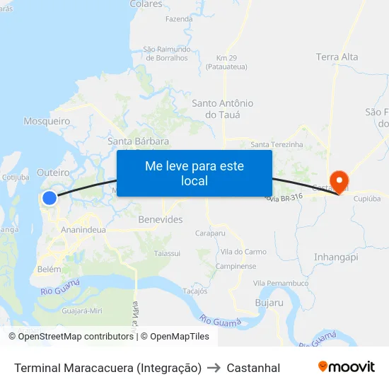 Terminal Maracacuera (Integração) to Castanhal map