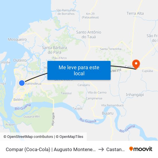 Compar (Coca-Cola) | Augusto Montenegro to Castanhal map