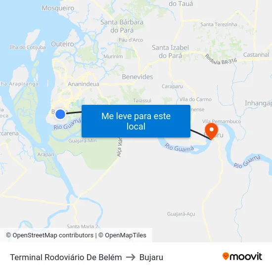 Terminal Rodoviário De Belém to Bujaru map