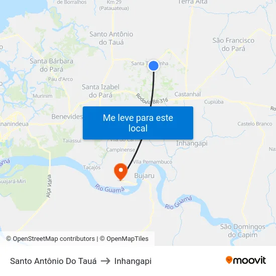 Santo Antônio Do Tauá to Inhangapi map